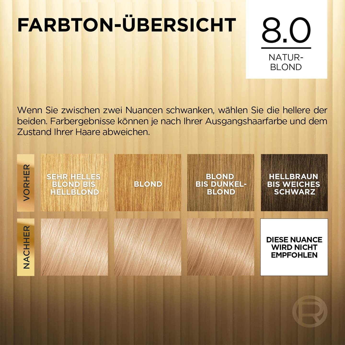 Blondehaare California Naturblond 8 Preference Farbton-Übersicht